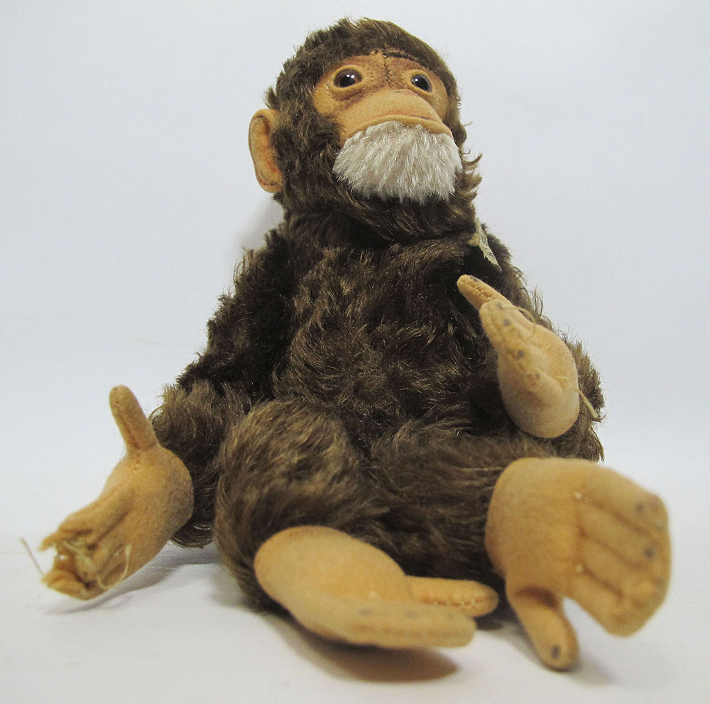 Mid Century 1950s German Steiff Straw Stuffed Plush Toy Monkey